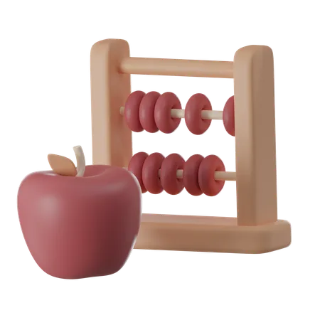 Ábaco e maçã  3D Icon