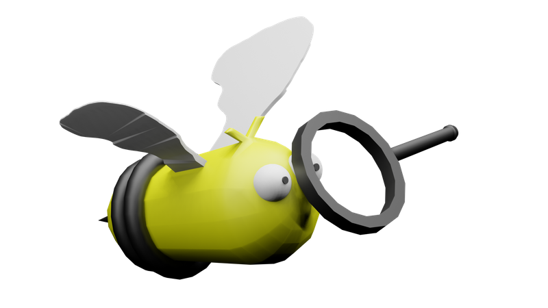 Abeille avec loupe  3D Illustration