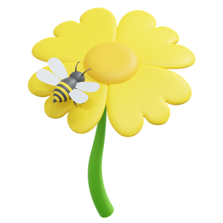 Abeille sur une fleur de soleil  3D Icon