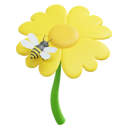 Abeille sur une fleur de soleil  3D Icon