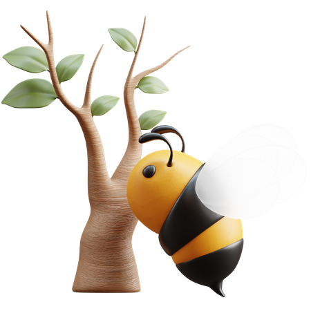 Abeja y árbol  3D Icon