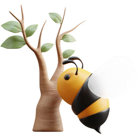 Abeja y árbol  3D Icon