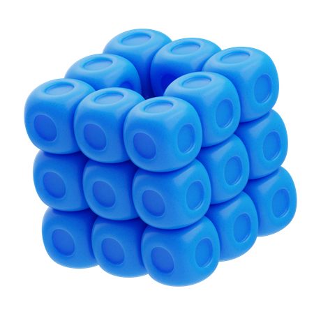 Abgerundeter Blockcluster  3D Icon