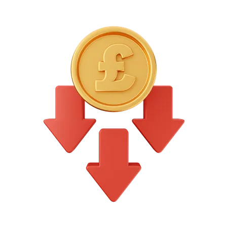 Pfund Sterling verringern  3D Icon