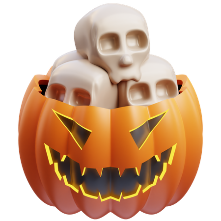Abóbora com caveira  3D Icon