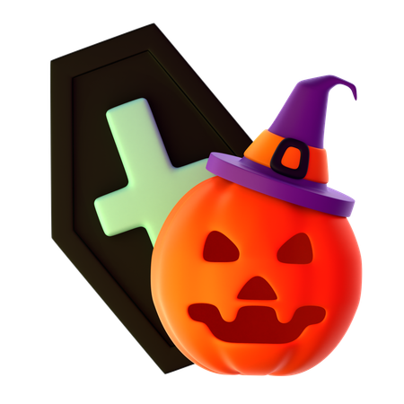 Abóbora com chapéu de bruxa  3D Icon