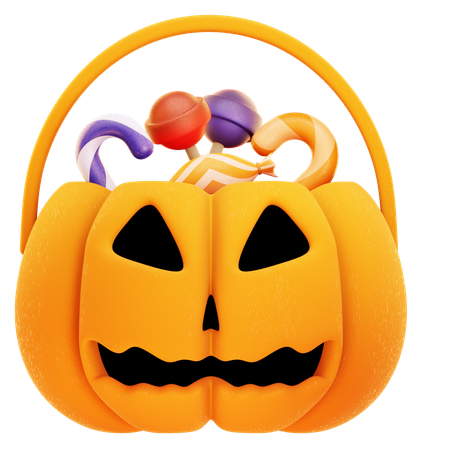 Abóbora de Halloween com alguns doces  3D Icon