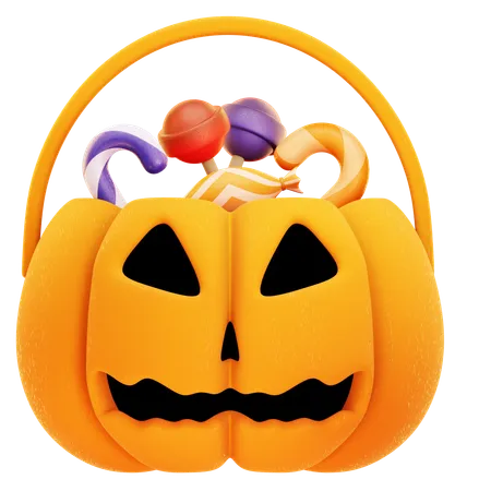 Abóbora de Halloween com alguns doces  3D Icon