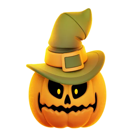 Abóbora de Halloween com chapéu  3D Icon