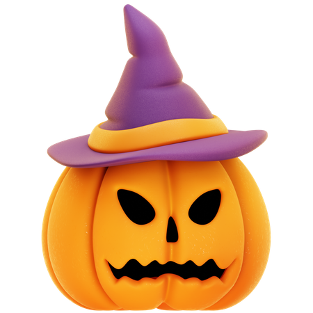 Abóbora de Halloween com chapéu  3D Icon