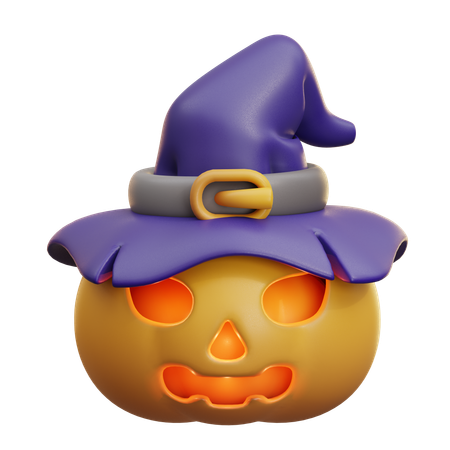 Abóbora de halloween com chapéu de bruxa  3D Icon