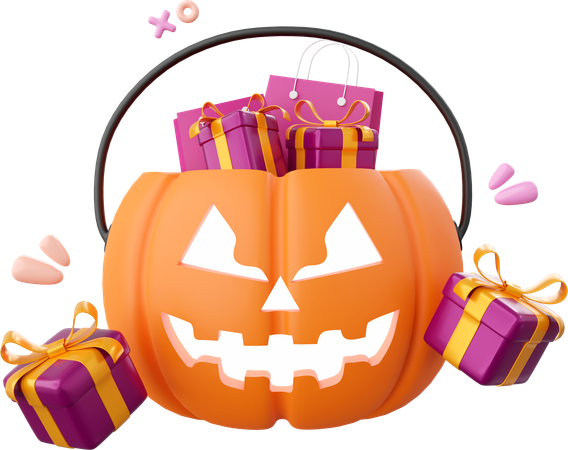 Abóbora de halloween com presente  3D Icon