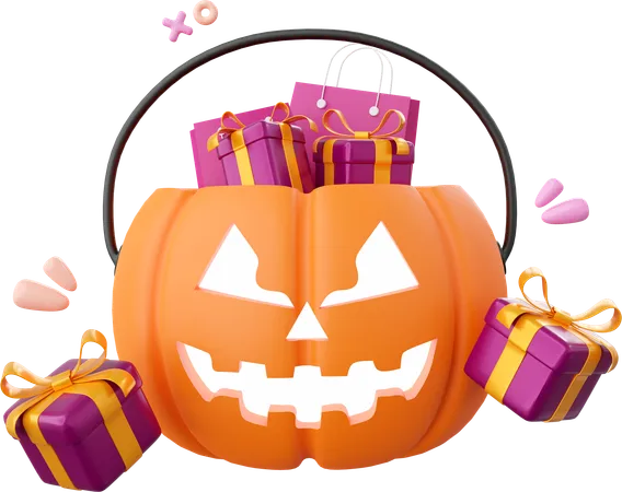 Abóbora de halloween com presente  3D Icon