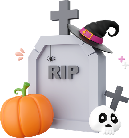 Abóbora de halloween com túmulo  3D Icon