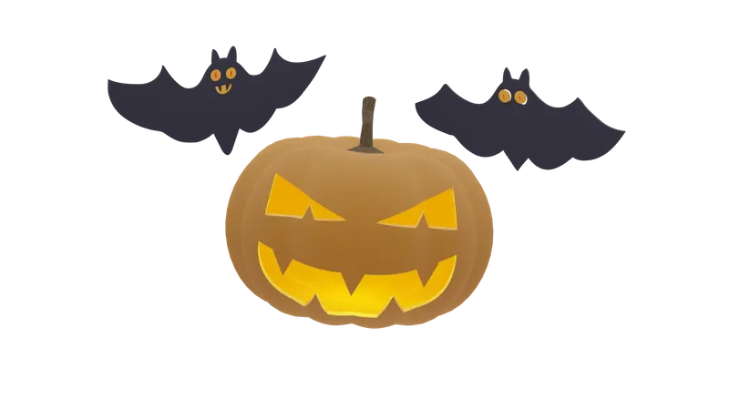 Abóbora e morcego  3D Icon