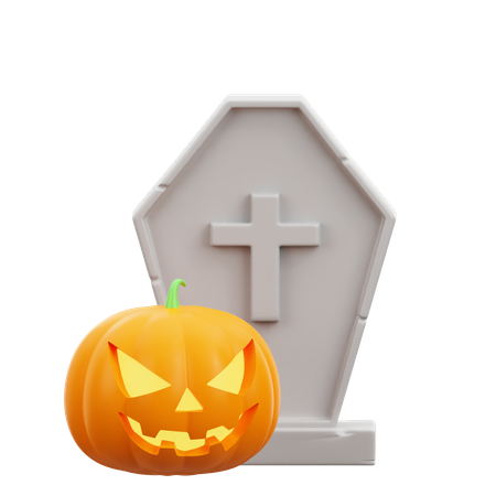 Abóbora Lápide de Halloween  3D Icon