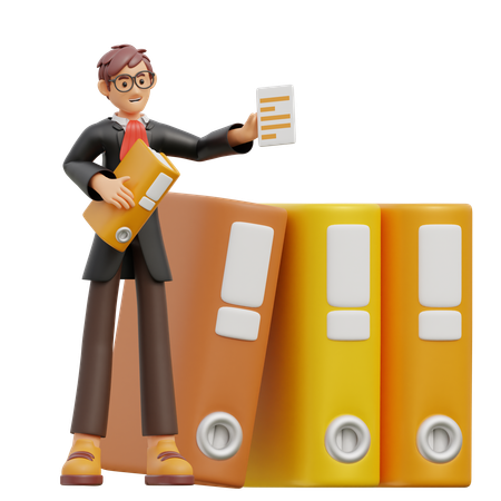 Abogado masculino buscando documentos  3D Icon