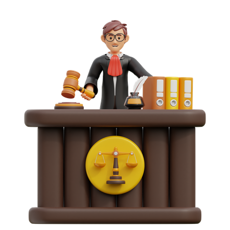 Abogado masculino en la mesa  3D Icon