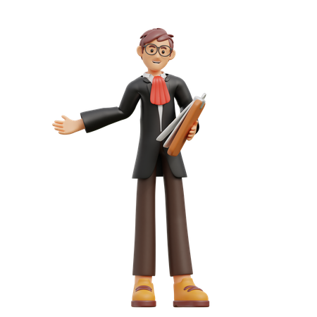 Abogado masculino trae Documento de Cumplimiento  3D Illustration