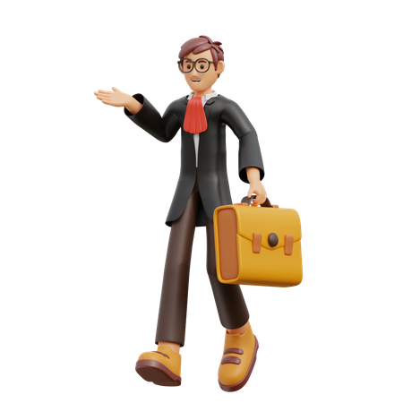 Abogado masculino que lleva maletín  3D Icon