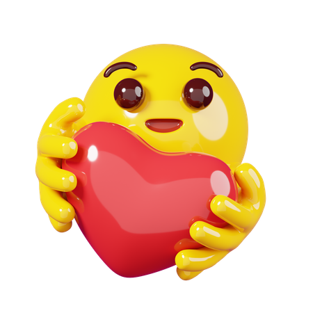 Abraçando um emoji de coração  3D Emoji