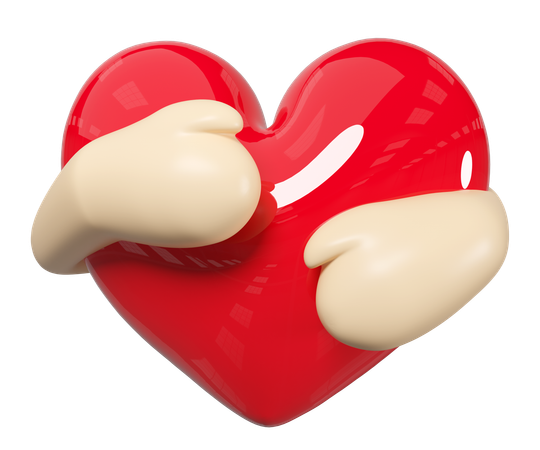 Abrazando el corazon  3D Illustration