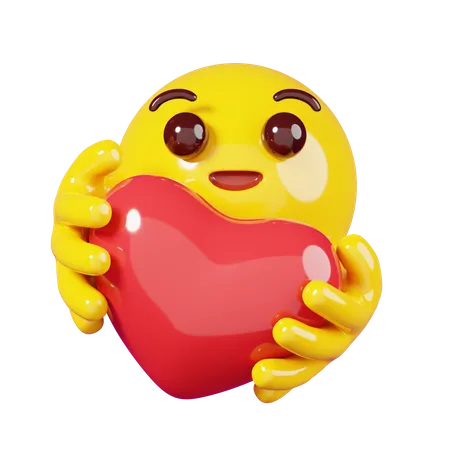 Abrazando un emoji de corazón  3D Emoji