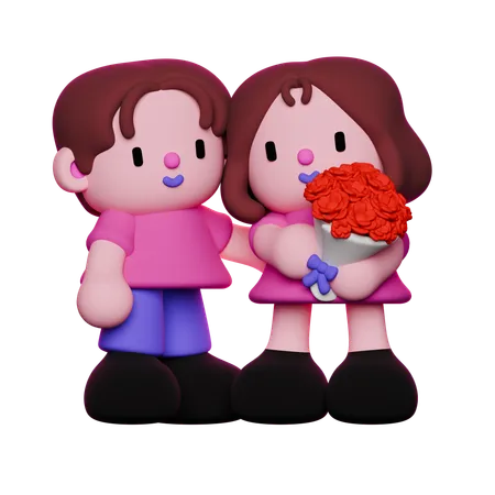 Abrazos de san valentin  3D Illustration