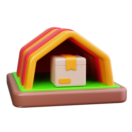 Tente Shelter avec boîte  3D Icon