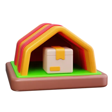 Tente Shelter avec boîte  3D Icon