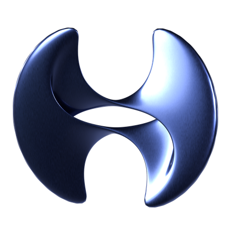 Abstract Blue Chrome Shape  3D Icon