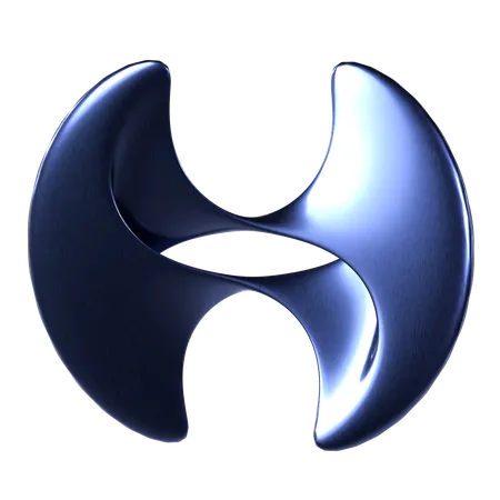 Abstract Blue Chrome Shape  3D Icon