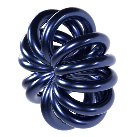 Abstract Blue Chrome Shape  3D Icon