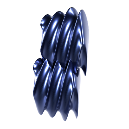 Abstract Blue Chrome Shape  3D Icon