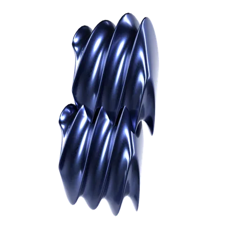 Abstract Blue Chrome Shape  3D Icon