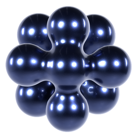 Abstract Blue Chrome Shape  3D Icon