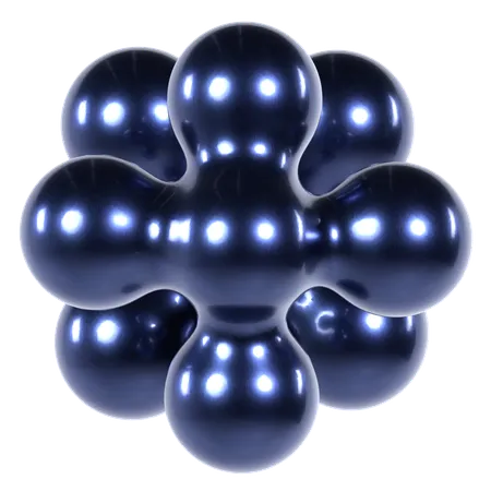 Abstract Blue Chrome Shape  3D Icon