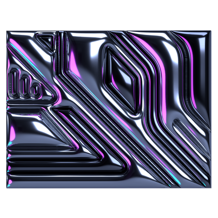 Abstract Chrome Circuit Board Panel  3D Icon