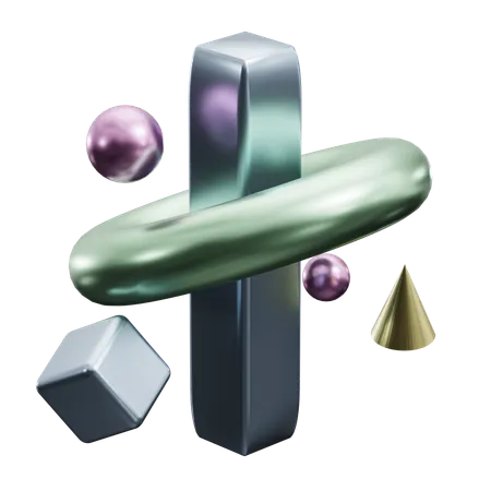 Abstract Cube and Thorus  3D Icon