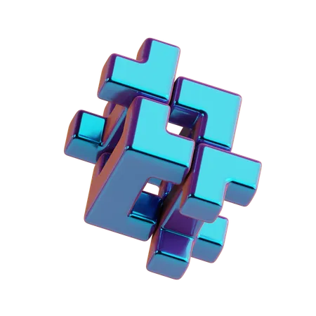 Abstract Cube Scattered  3D Icon