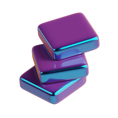 Abstract Cube Stairs Metallic  3D Icon