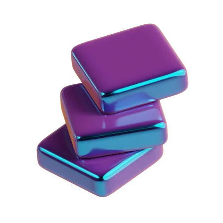 Abstract Cube Stairs Metallic  3D Icon