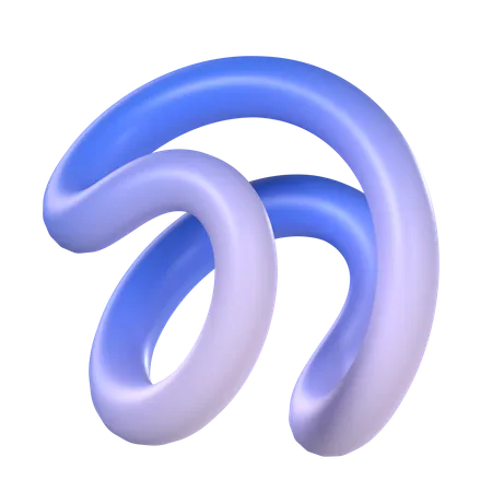 Abstract Curved Line Gradient  3D Icon