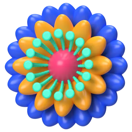 Abstract Flower Blue Burst Blossom  3D Icon
