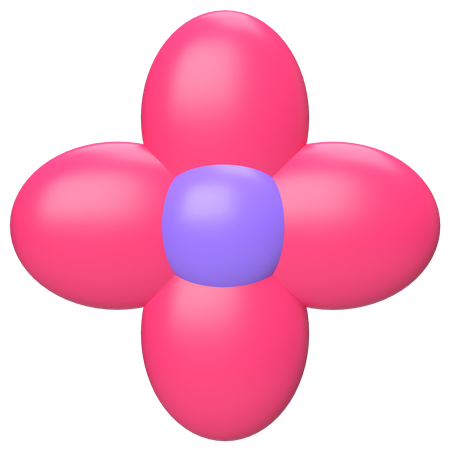 Abstract Flower Bubble FourPetal Bloom  3D Icon