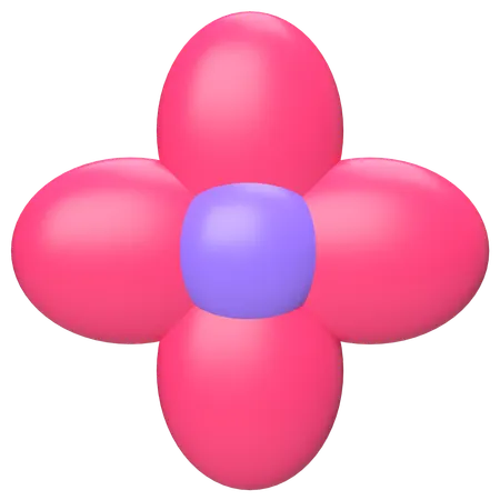 Abstract Flower Bubble FourPetal Bloom  3D Icon