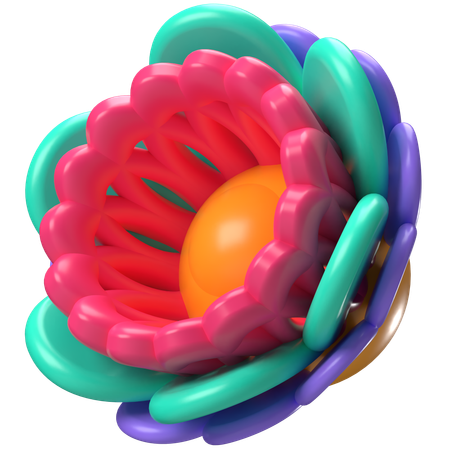 Abstract Flower Layered Petal Core  3D Icon