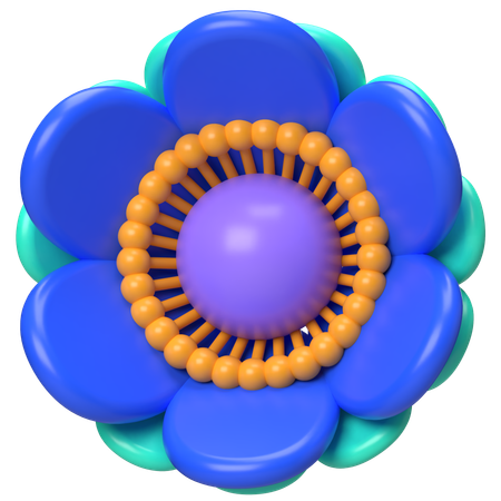 Abstract Flower Rounded Pop Flower  3D Icon