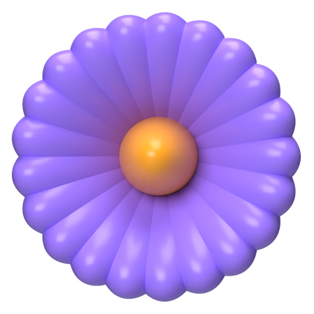 Abstract Flower Soft Lavender Daisy  3D Icon