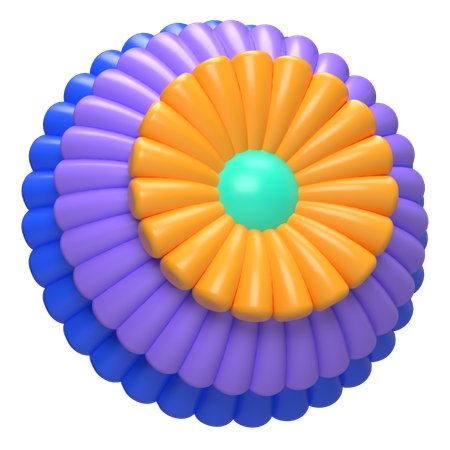 Abstract Flower Solar Bloom Ring  3D Icon